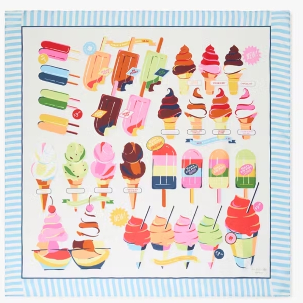 Kate Spade Ice Pop and Cones Square Silk Scarf NWT